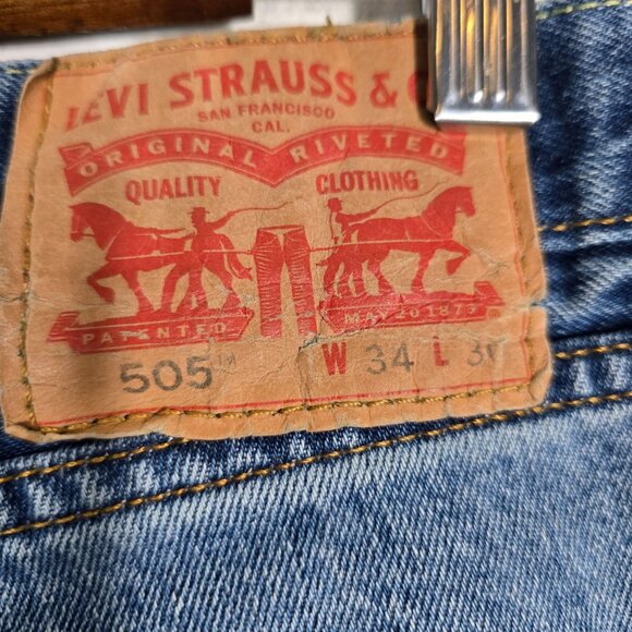 Levis 505 Mens W34 L30 Blue‎ Denim Straight Fit Jeans Casual Wear - Picture 5 of 8